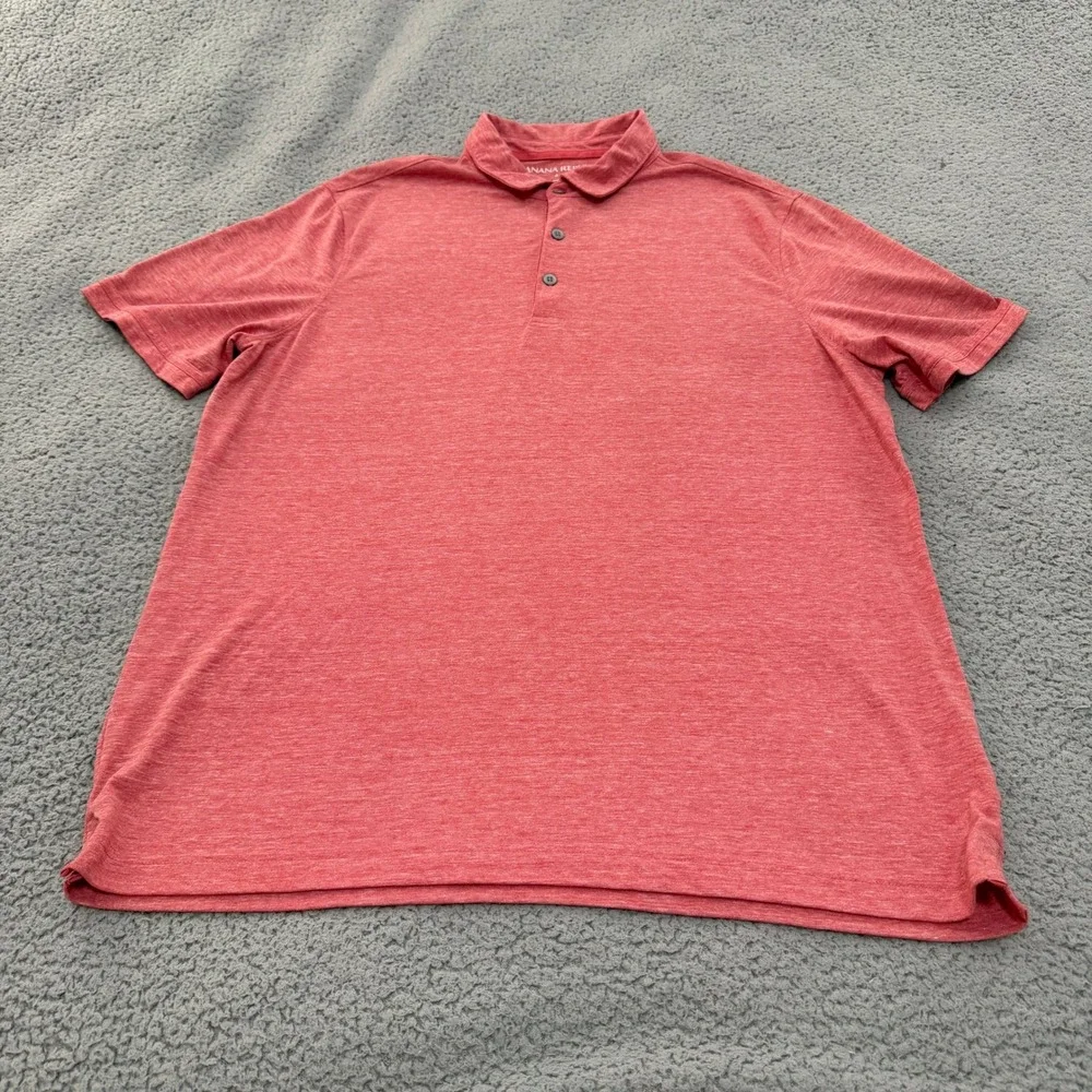 Banana Republic Polo Shirt Mens XL Vintage Wash Red Heathered Short Sleeve